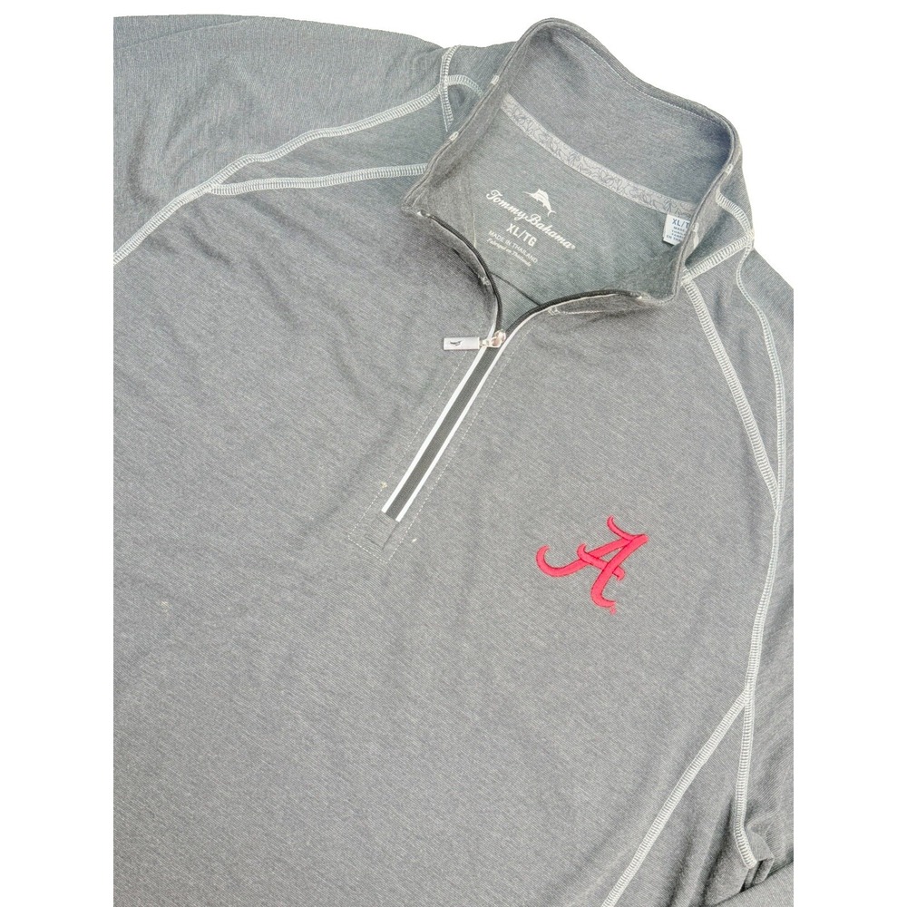 Tommy Bahama Alabama Crimson Tide Mens XL Gray Quarter Zip Pullover